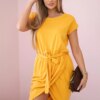 Tied dress with clutch bottom mustard