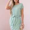 Tied dress with envelope dark mint