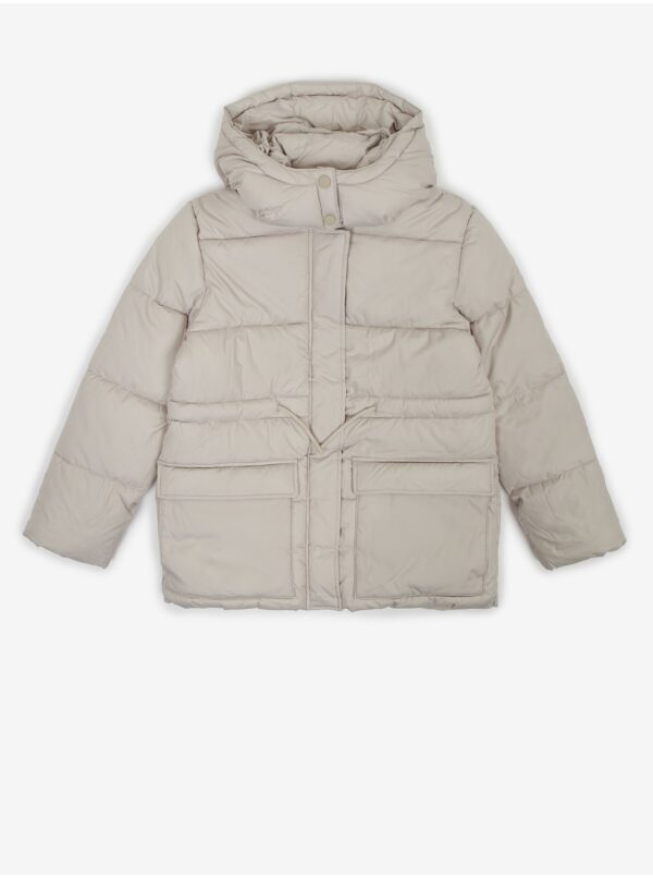 Tom Tailor Light grey girls' quilted winter jacket with detachable hood Tom - Girls