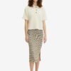 Tom Tailor White-khaki women's striped pencil midi skirt with slit Tom T - Women's