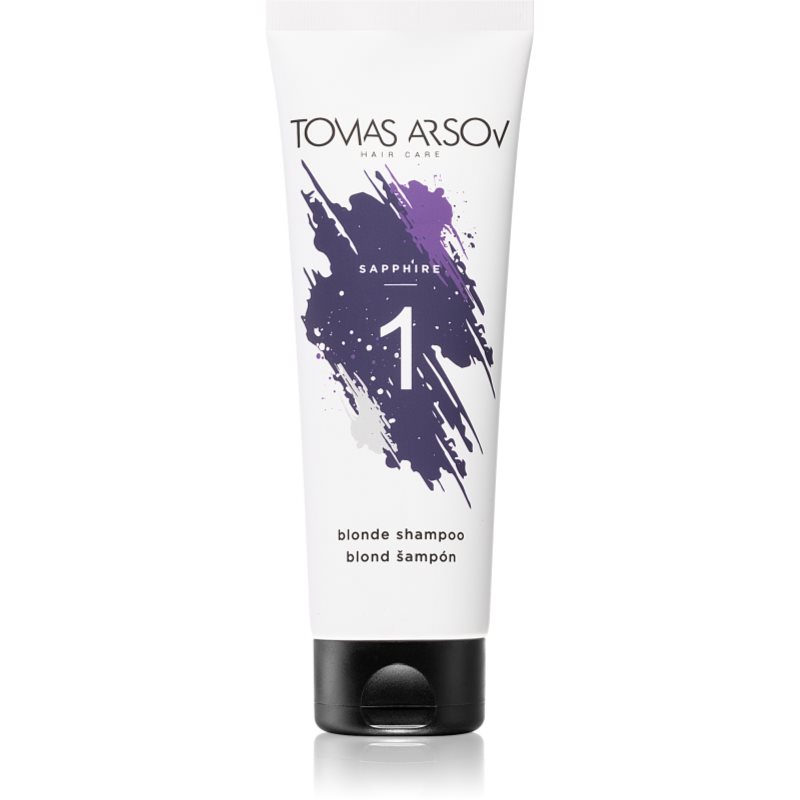 Tomas Arsov Sapphire Blonde Shampoo sampon a sárga tónusok neutralizálására szőkített