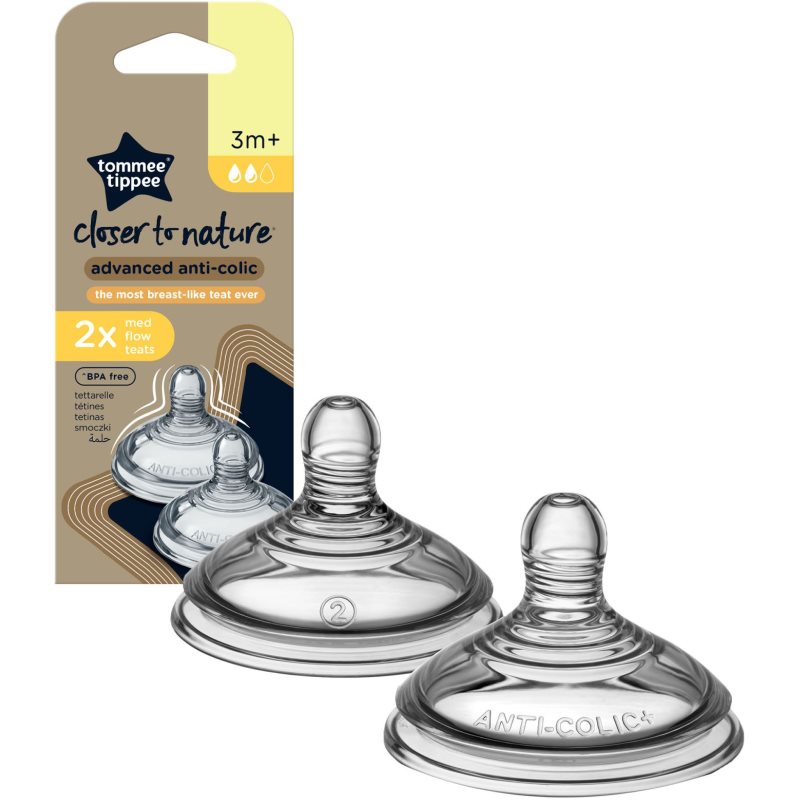 Tommee Tippee Closer To Nature Advanced Anti-colic Teat etetőcumi Medium Flow 3m+ 2 db-Ár