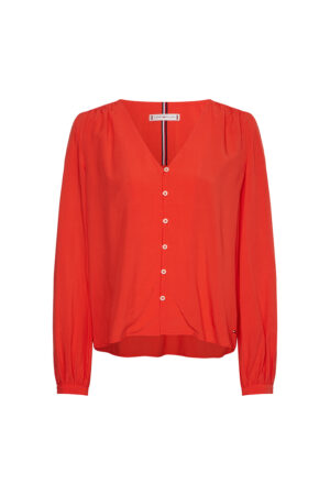 Tommy Hilfiger Blouse - VISCOSE V-NK REGULAR BLOUSE red