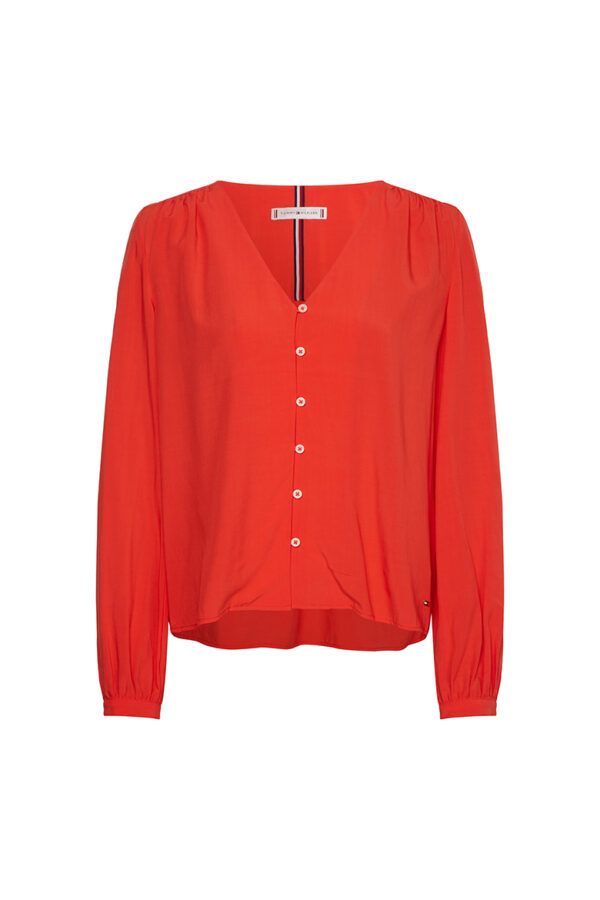 Tommy Hilfiger Blouse - VISCOSE V-NK REGULAR BLOUSE red