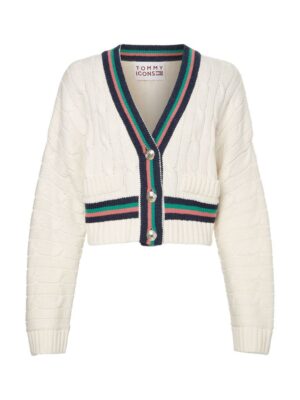 Tommy Hilfiger Cardigan - ICON CABLE V-NK CARDIGAN white Tommy Hilfiger Cardigan - ICON CABLE V-NK CARDIGAN white