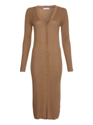 Tommy Hilfiger Cardigan - LYOCELL SILK LONG V-NK CARDIGAN brown
