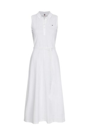 Tommy Hilfiger Dress - FIT & FLARE MIDI POLO DRESS NS white