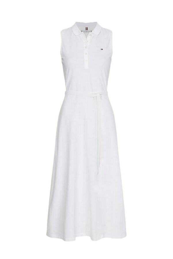 Tommy Hilfiger Dress - FIT & FLARE MIDI POLO DRESS NS white
