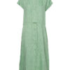 Tommy Hilfiger Dress - LINEN MIDI SHIRT DRESS SS green