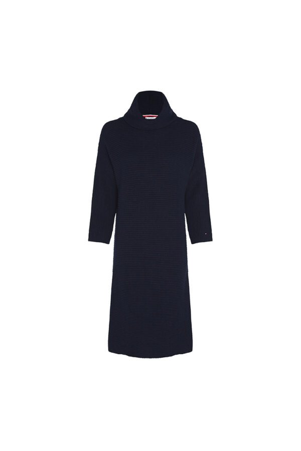 Tommy Hilfiger Dress MATT&SHINE ROLL-NK DRESS 3/4 SL navy blue