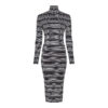 Tommy Hilfiger Dress - METALLIC HIGH-NK DRESS LS white/black