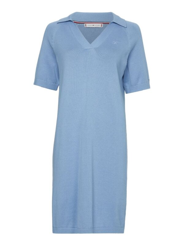 Tommy Hilfiger Dress - SOFT ORG CO POLO-NK DRESS SS blue