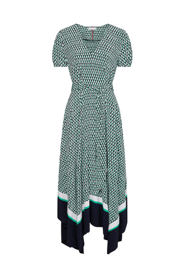 Tommy Hilfiger Dress - VISCOSE CDC F&F MIDI DRESS SS green-black