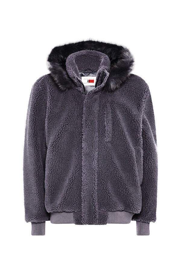 Tommy Hilfiger Jacket - LH COZY HOODED BOMBER JACKET grey