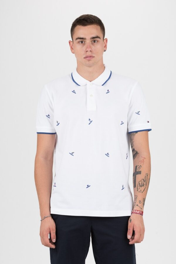 Tommy Hilfiger Polo shirt - ALL OVER EMBROIDERY REGULAR POLO white