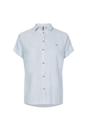 Tommy Hilfiger Shirt - LINEN RELAXED SHIRT SS blue