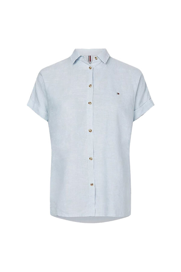 Tommy Hilfiger Shirt - LINEN RELAXED SHIRT SS blue
