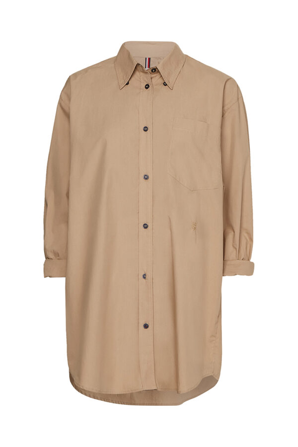 Tommy Hilfiger Shirt - ORG COTTON OVERSIZED SHIRT LS beige