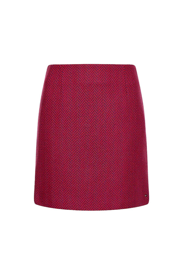 Tommy Hilfiger Skirt - WOOL BLEND HERRINGB SHORT SKIRT burgundy