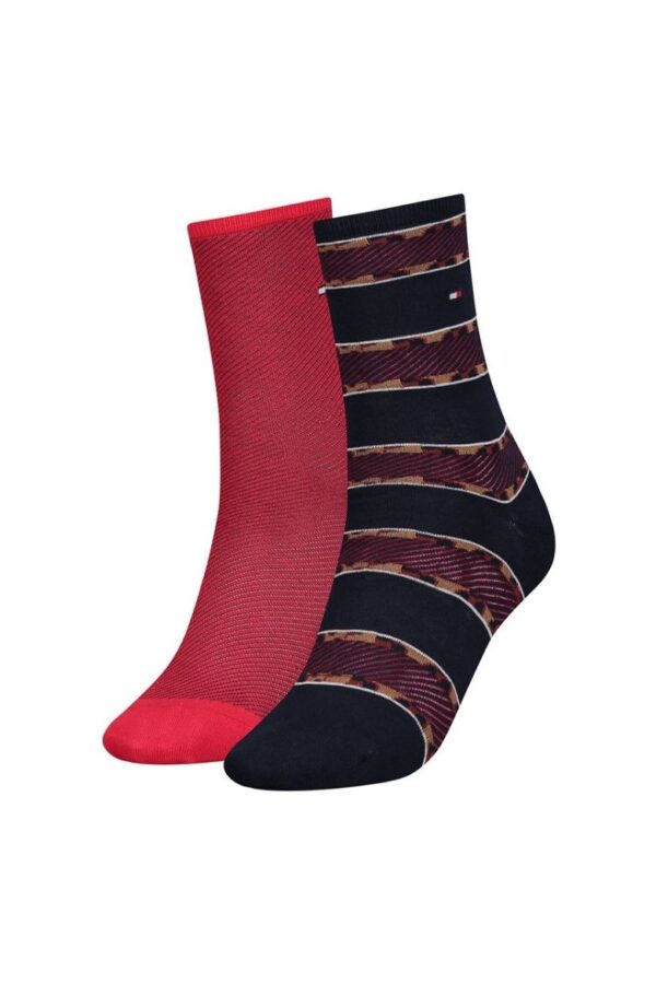 Tommy Hilfiger Socks - TH WOMEN SOCK 2P LEOPARD STRIPE red