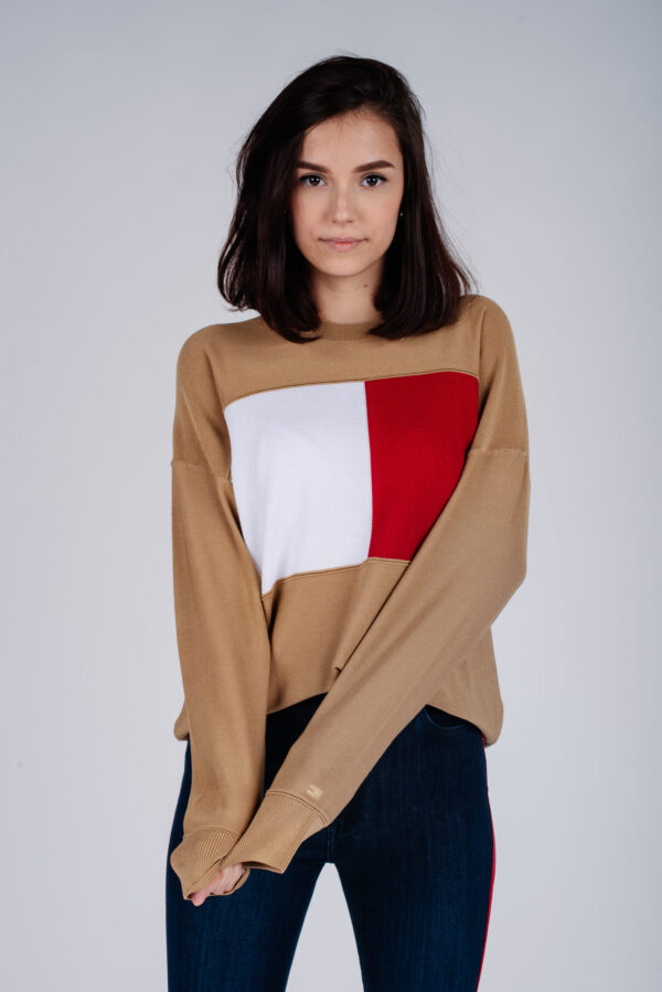 Tommy Hilfiger Sweater - ICON FLAG C-NK SWT beige Tommy Hilfiger Sweater - ICON FLAG C-NK SWT beige