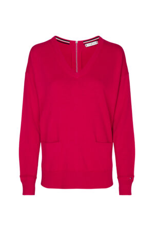Tommy Hilfiger Sweater - NOLAA V-NK ZIPPER SWT LS pink