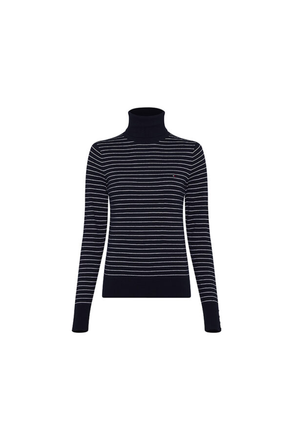Tommy Hilfiger Sweater - SOFT COTTON ROLL-NK SWEATER LS dark blue