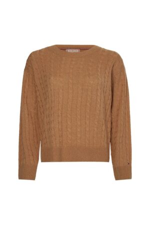 Tommy Hilfiger Sweater - SOFTWOOL CABLE C-NK SWEATER red