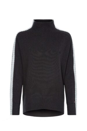 Tommy Hilfiger Sweater - TARAH RELAXED MOCK-NK SWEATER black Tommy Hilfiger Sweater - TARAH RELAXED MOCK-NK SWEATER black
