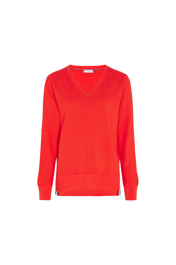 Tommy Hilfiger Sweater - TEXTURE V-NK SWEATER LS orange