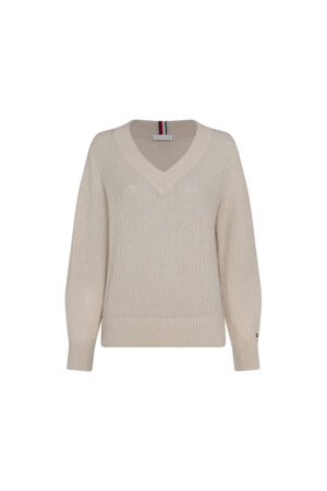 Tommy Hilfiger Sweater - TEXTURED STITCH V-NK SWEATER LS beige Tommy Hilfiger Sweater - TEXTURED STITCH V-NK SWEATER LS beige