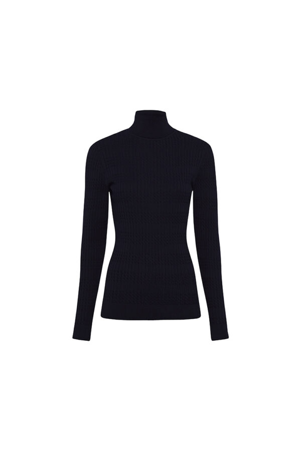 Tommy Hilfiger Sweater - TH ESS CABLE ROLL-NK SWEATER LS dark blue