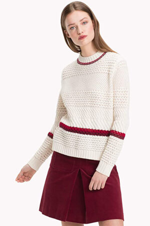 Tommy Hilfiger Sweater - WYNONA MOCK-NK SWTR white Tommy Hilfiger Sweater - WYNONA MOCK-NK SWTR white