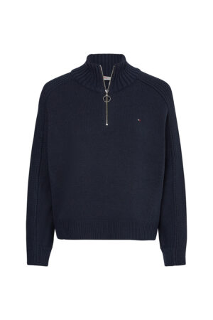 Tommy Hilfiger Sweater - ZIP-UP HIGH-NK SWEATER blue Tommy Hilfiger Sweater - ZIP-UP HIGH-NK SWEATER blue