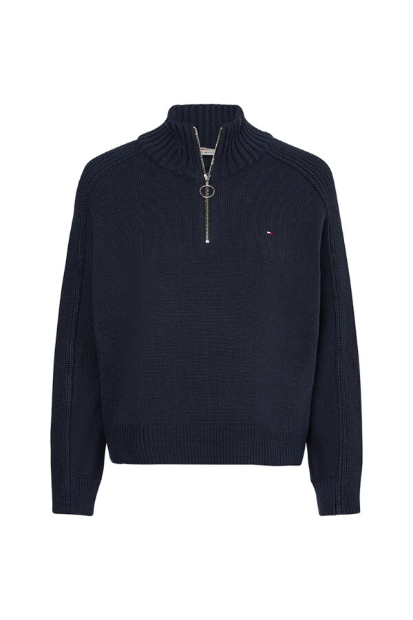 Tommy Hilfiger Sweater - ZIP-UP HIGH-NK SWEATER blue