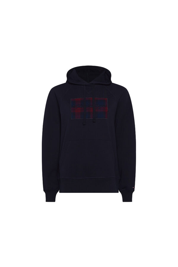 Tommy Hilfiger Sweatshirt - REGULAR CHECK HOODIE LS dark blue