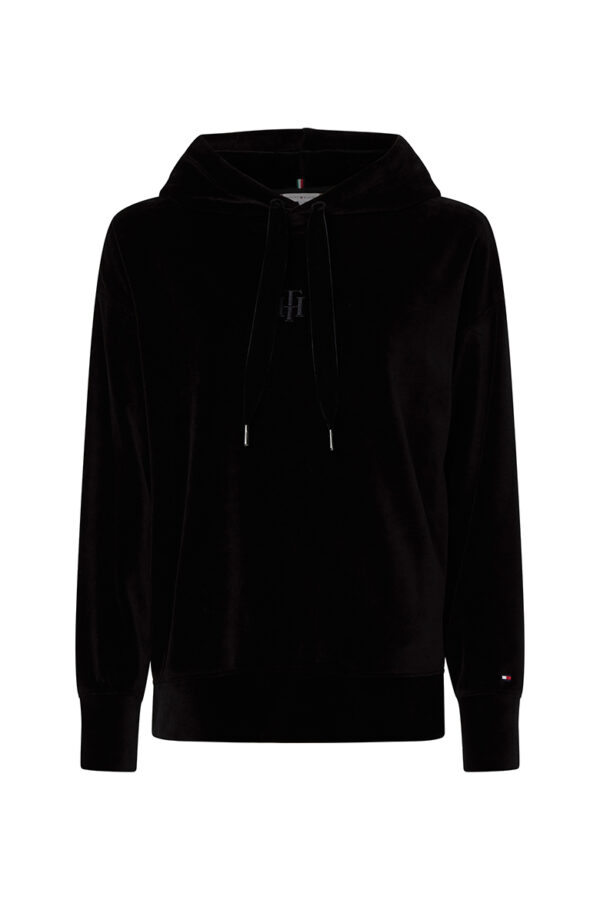 Tommy Hilfiger Sweatshirt - RELAXED VELVET HOODIE black
