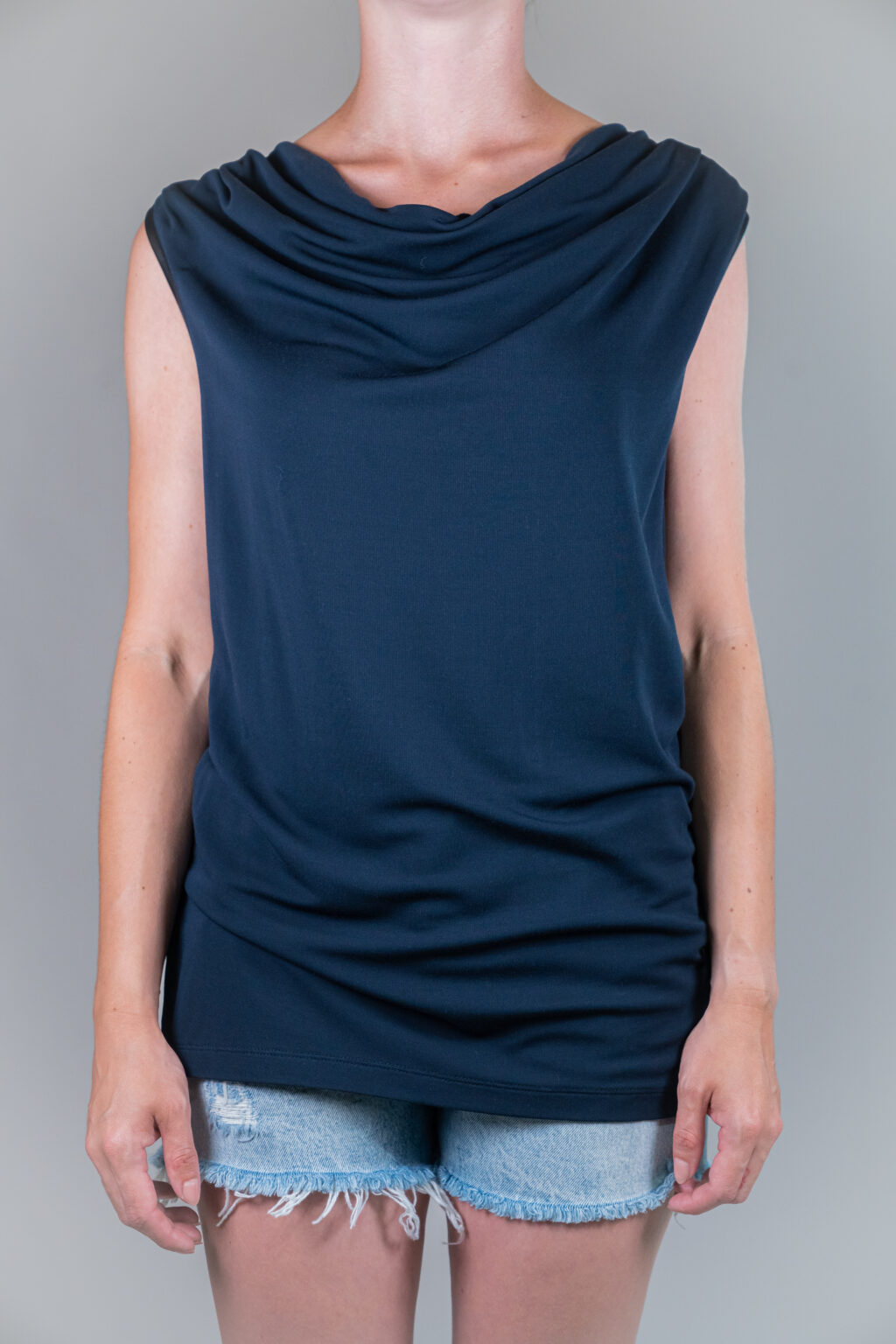 Tommy Hilfiger Top - NADIA DRAPE NK TOP NS dark blue