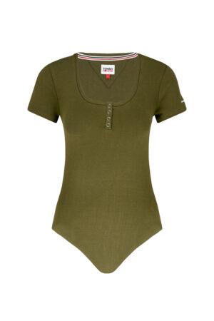 Tommy Jeans Bodysuit - TJW RIB HENLEY BODYSUIT green