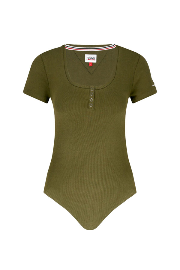 Tommy Jeans Bodysuit - TJW RIB HENLEY BODYSUIT green