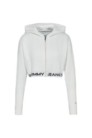 Tommy Jeans Cardigan - TJW BXY CROP ZIP WAI white