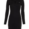 Tommy Jeans Dress - TJW LS SLIM V-NECK POLO DRESS black