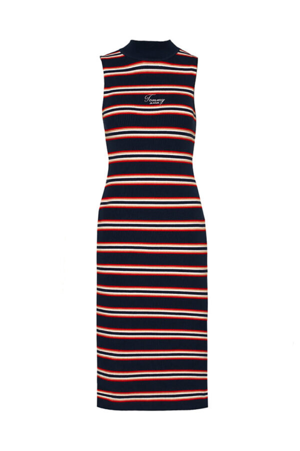 Tommy Jeans Dress - TJW SIDE SLIT STRIPE DRESS blue