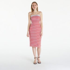 Tommy Jeans Logo Tape Stripe Knee Lenght Tube Dress Red L-alacsony-ár