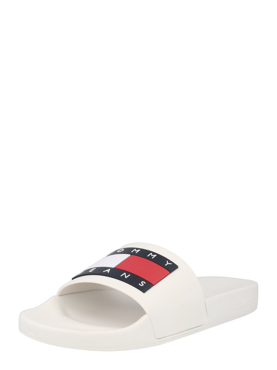 Tommy Jeans Papucs 'Essential'  krém / tengerészkék / piros / fehér-Hungary