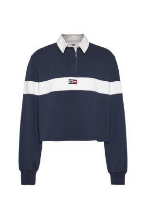 Tommy Jeans Polo Shirt - TJW CROP TINY TOMMY 1 POLO LS Blue-White