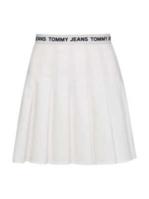 Tommy Jeans Skirt - TJW LOGO WAISTBAND PLEATED MINI white