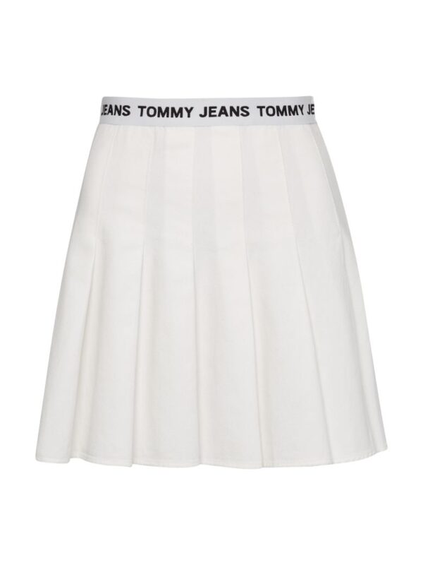 Tommy Jeans Skirt - TJW LOGO WAISTBAND PLEATED MINI white
