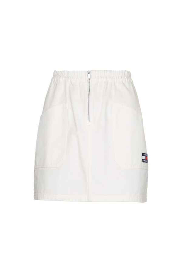 Tommy Jeans Skirt - TJW SURPLUS ZIP MINI SKIRT white