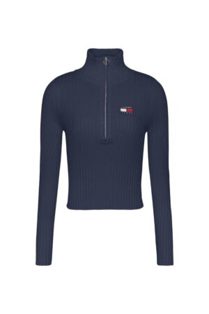 Tommy Jeans Sweater - TJW HALF ZIP THRU SWEATER blue